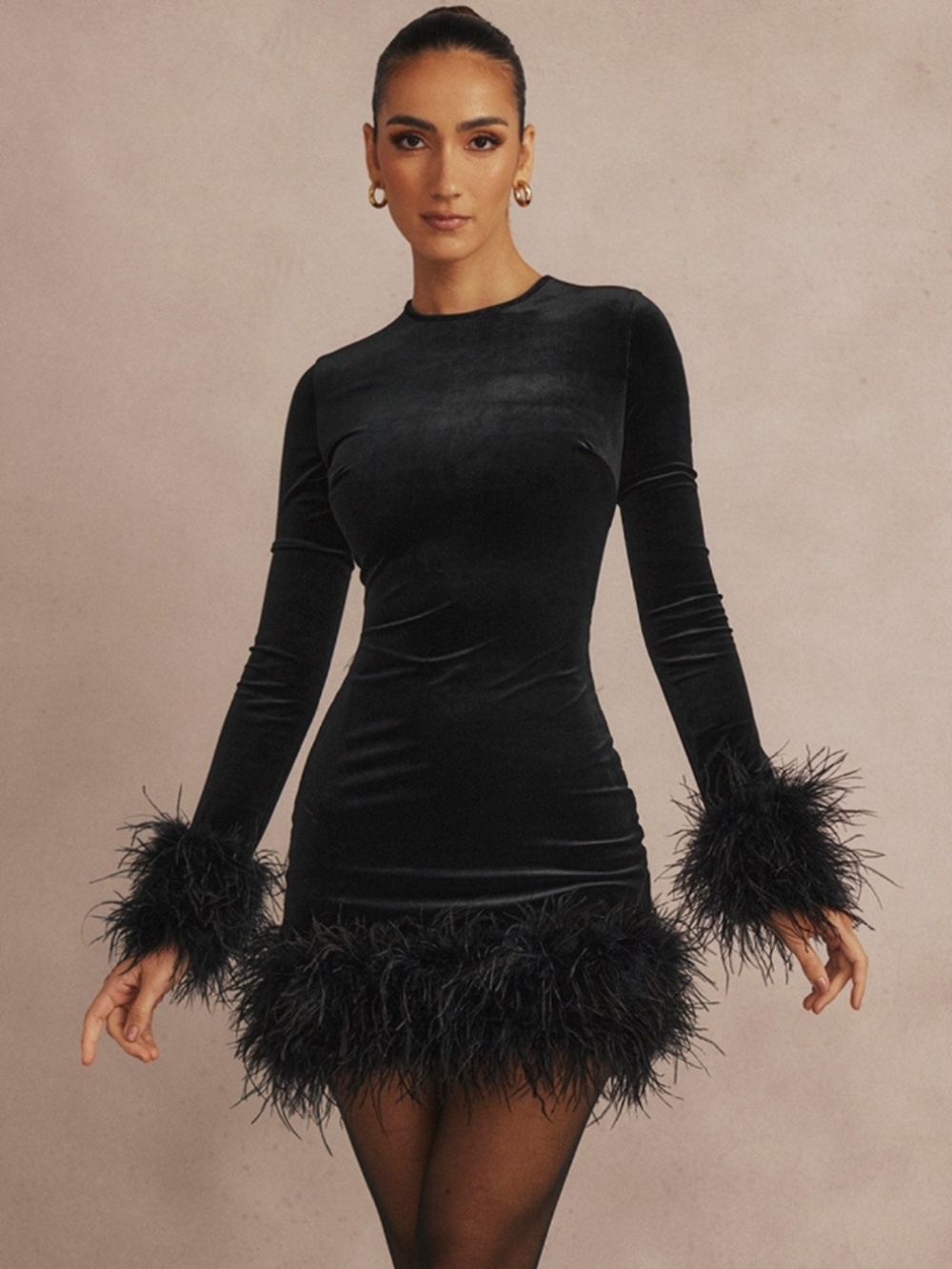 NEW House of CB Lavinia Velvet Dress Black XS